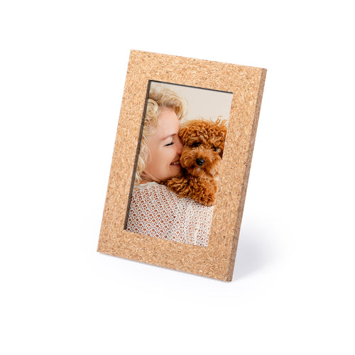 Nature line photo frame made of cork, with protective glass and back stand for horizontal or vertical orientation - Tapex Personalised