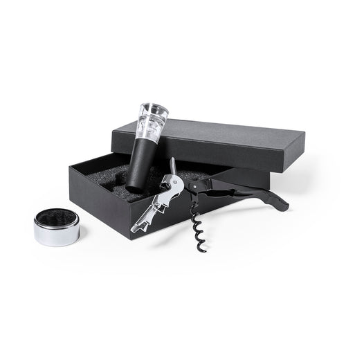 Ultimate wine set in a sober black finish, presented in an individual case with foam die-cut inside and inside white protective sleeve - Noarek Personalised