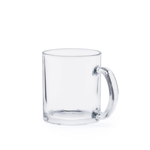Transparent, 350 ml capacity glass mug with matching handle - Brant Personalised