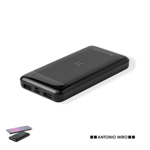 Antonio Miró external auxiliary battery, in elegant black matte finish, with brand logo on the casing - Baliok Personalised