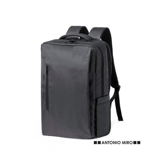 Premium quality Antonio Miró backpack in resistant leatherette with a sober design in black - Ladian Personalised