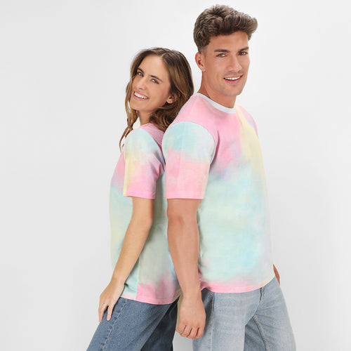 Unisex T-shirt with multicolour rainbow effect pattern - Vega Personalised