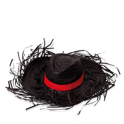 Straw hat in white color with comfortable inside ribbon and fringed finish - Filagarchado Personalised