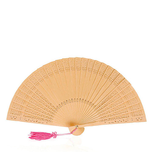 Fan with die-cut ribs in natural wood - Madera Personalised