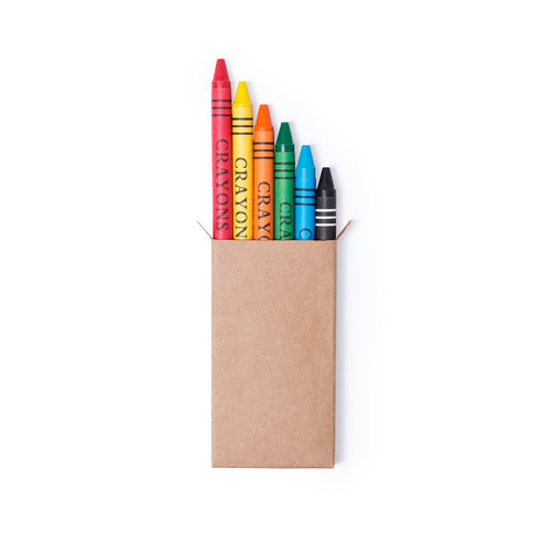 Set of 6 crayons in natural cardboard box - Pichi Personalised