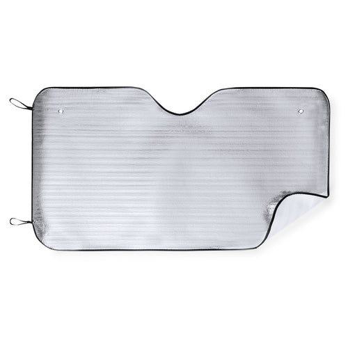 Sunshade in aluminum on one side in silver color with a metallised finish and black non-woven piping - Jumbo Personalised