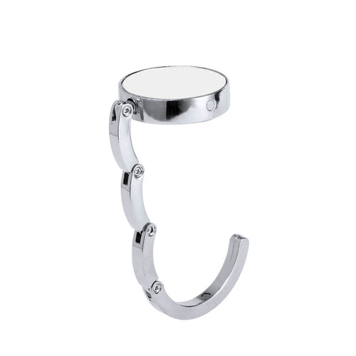 Foldable metal bag hanger with leather PU crown - Skype Personalised