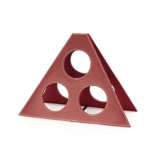 Folding bottle rack with capacity for 3 bottles in an elegant PU leather - Conde Personalised