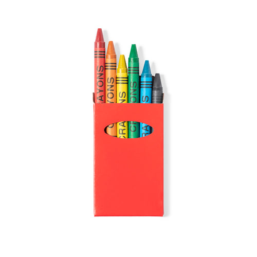Set of 6 crayons in cardboard box with window and in glossy bright tones - Tune Personalised