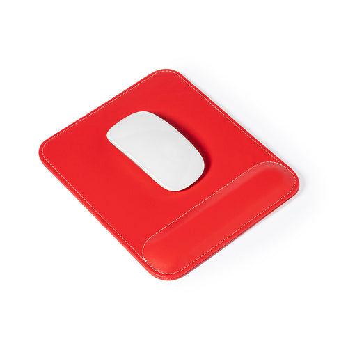 Mouse pad made in soft PU leather, with stitching in white color - Gong Personalised