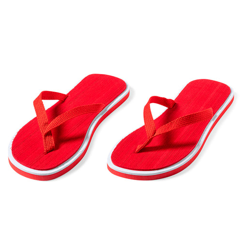 Pair of flip-flops with thick soles in resistant EVA bicolor finish and matching color nylon straps - Caimán Personalised